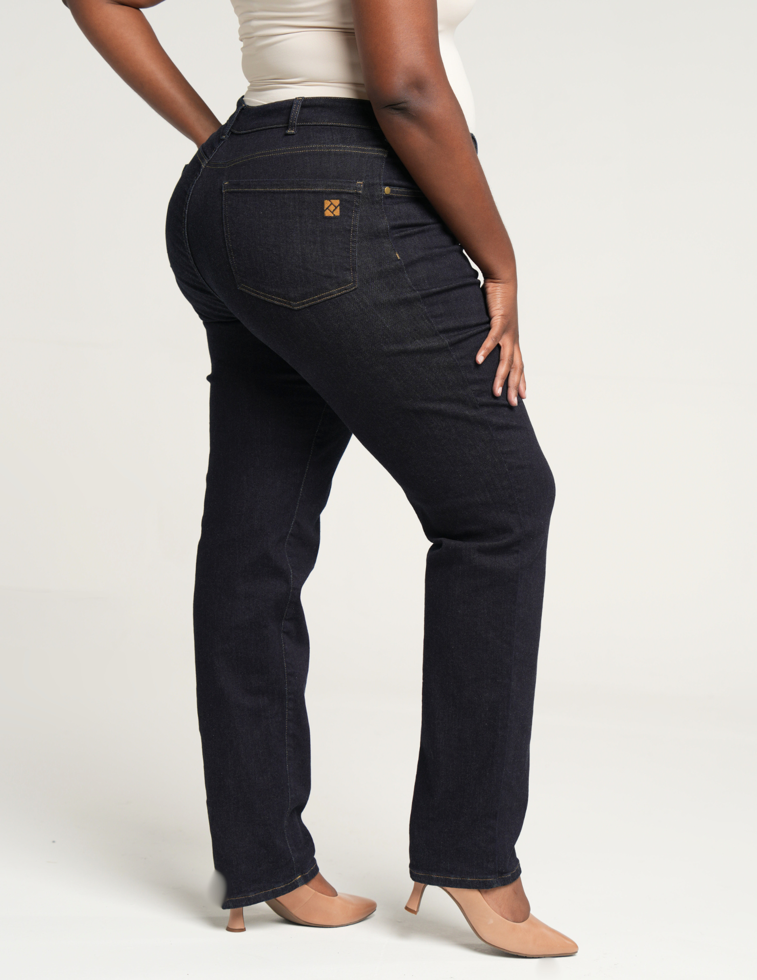 The Girlfriend Jean High Rise Straight Leg in Deep Indigo Wash