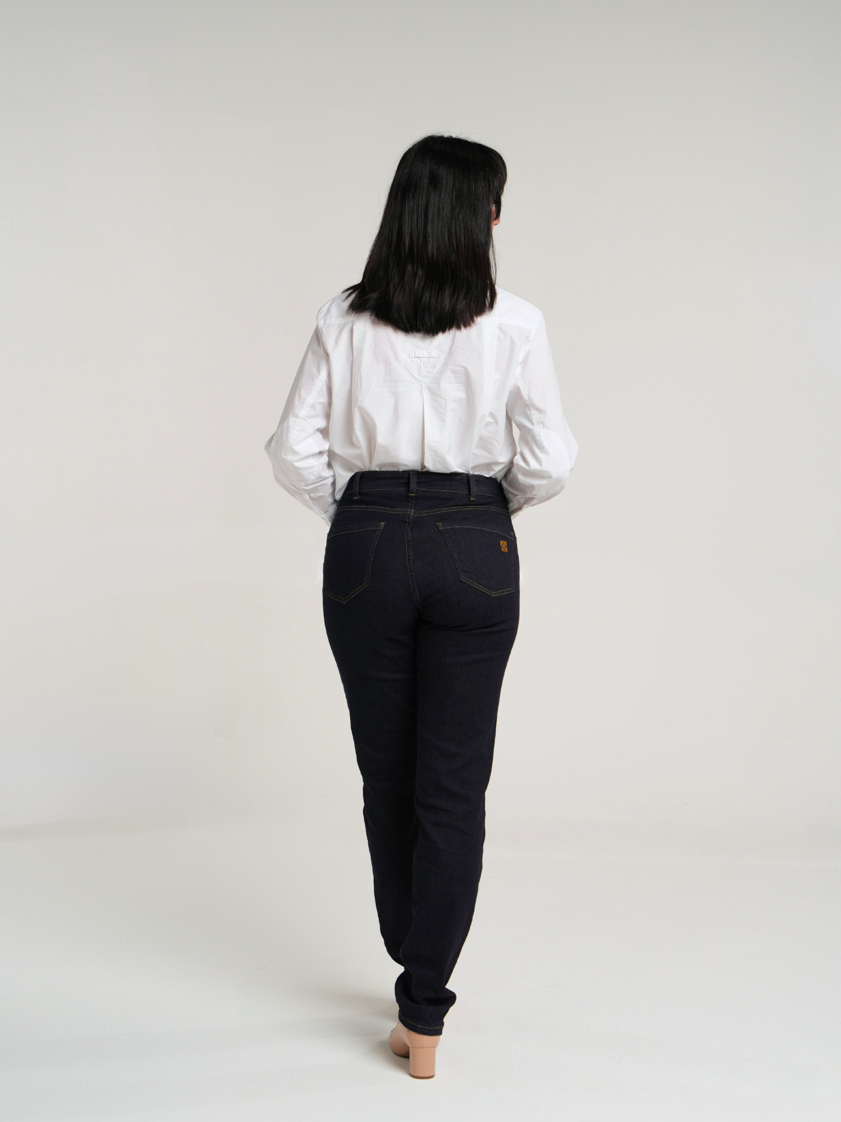 The Girlfriend Jean High Rise Straight Leg in Deep Indigo Wash