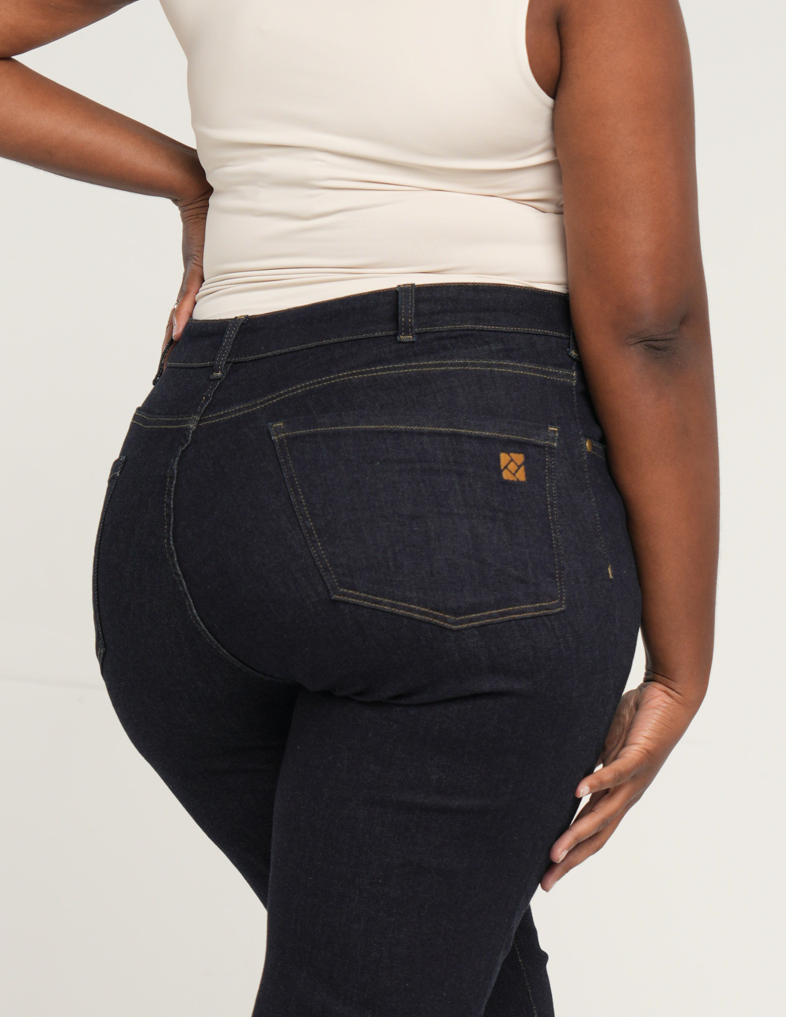 The Girlfriend Jean High Rise Straight Leg in Deep Indigo Wash