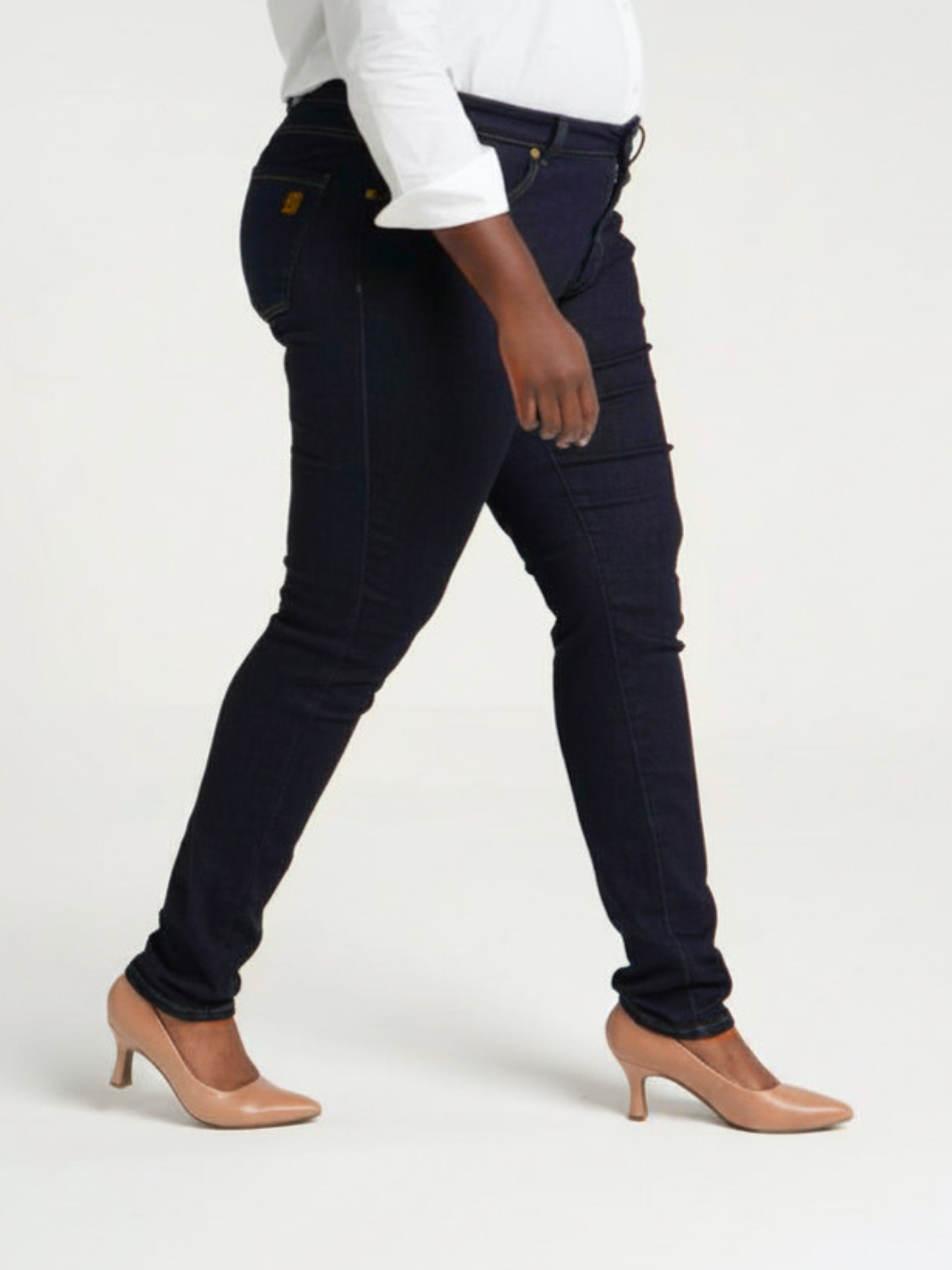 Curvy Slim Jean Mid Rise Deep Indigo Wash