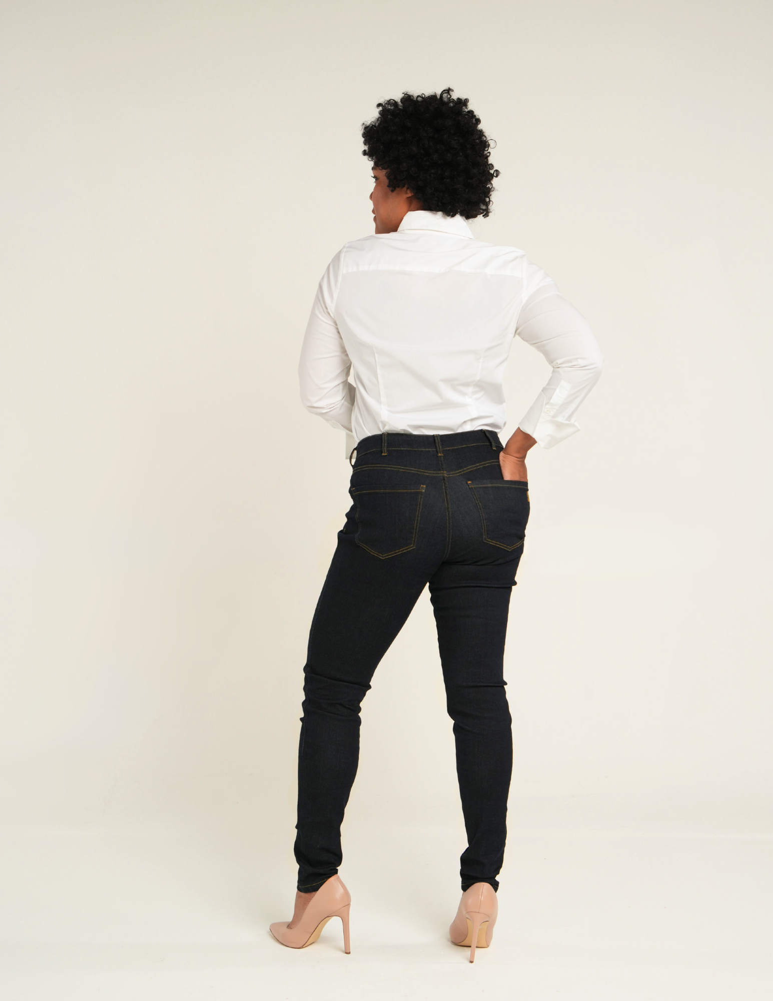 Curvy Slim Jean Mid Rise Deep Indigo Wash