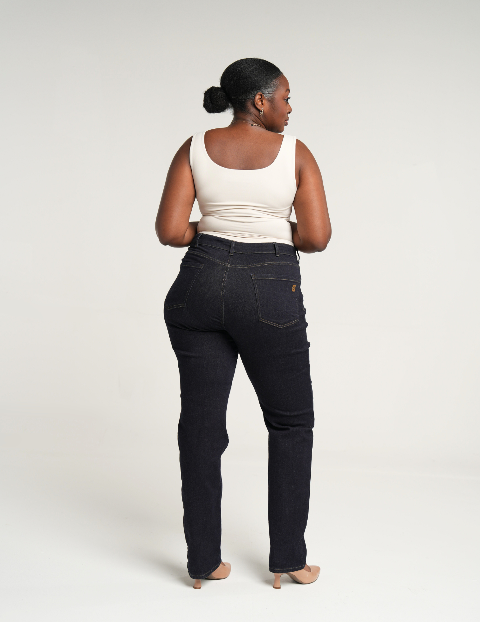 The Girlfriend Jean High Rise Straight Leg in Deep Indigo Wash