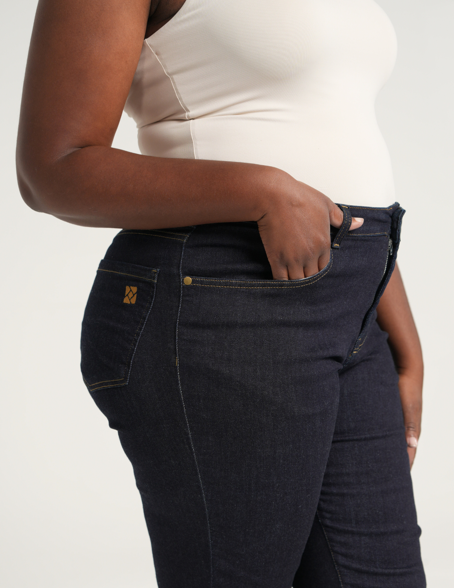 The Girlfriend Jean High Rise Straight Leg in Deep Indigo Wash