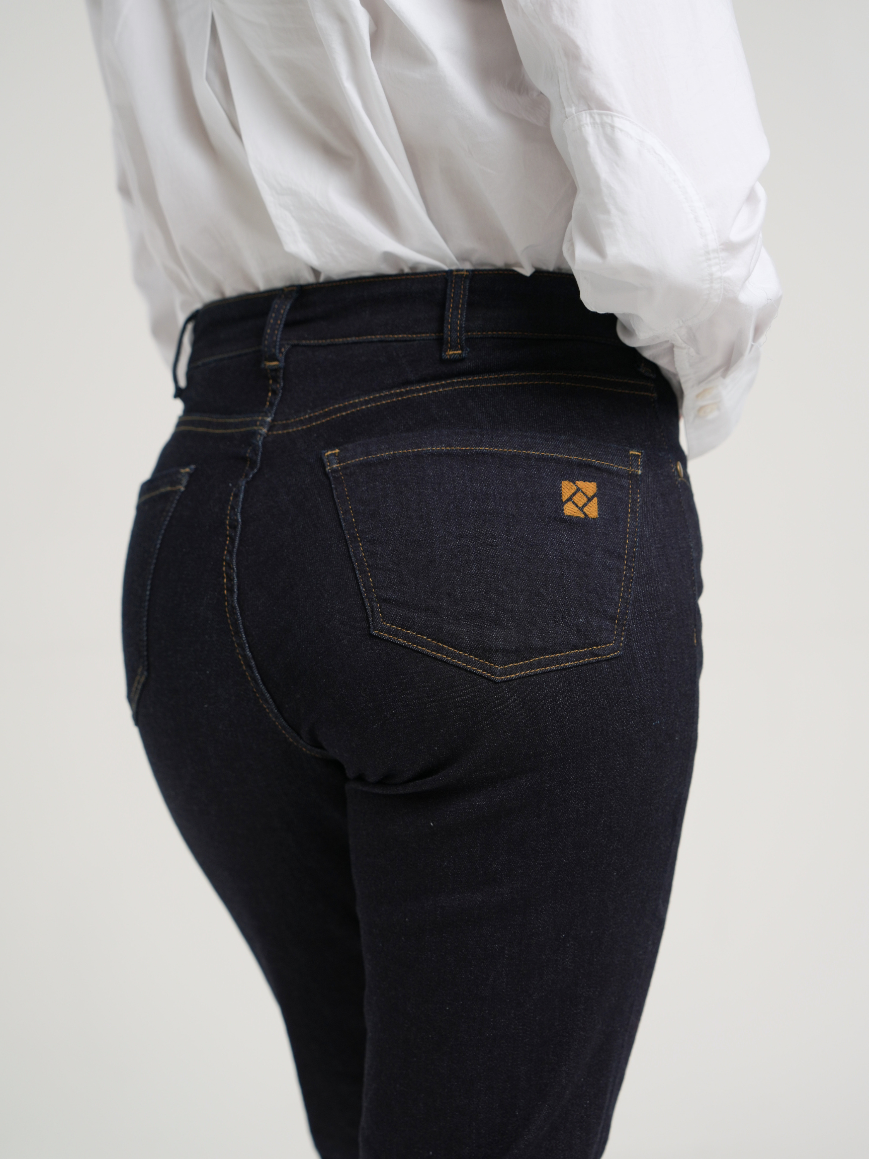 The Girlfriend Jean High Rise Straight Leg in Deep Indigo Wash