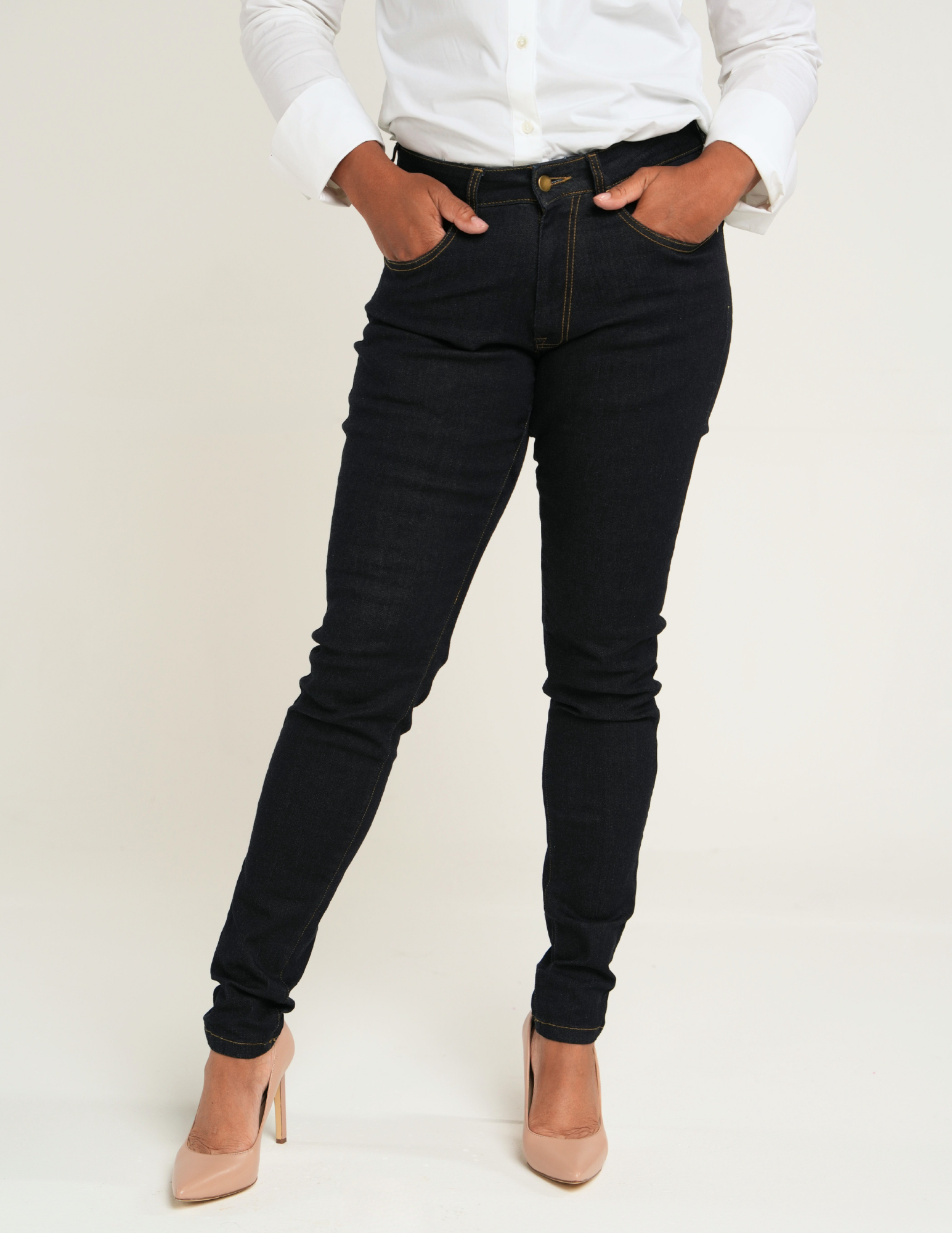 Curvy Slim Jean Mid Rise Deep Indigo Wash