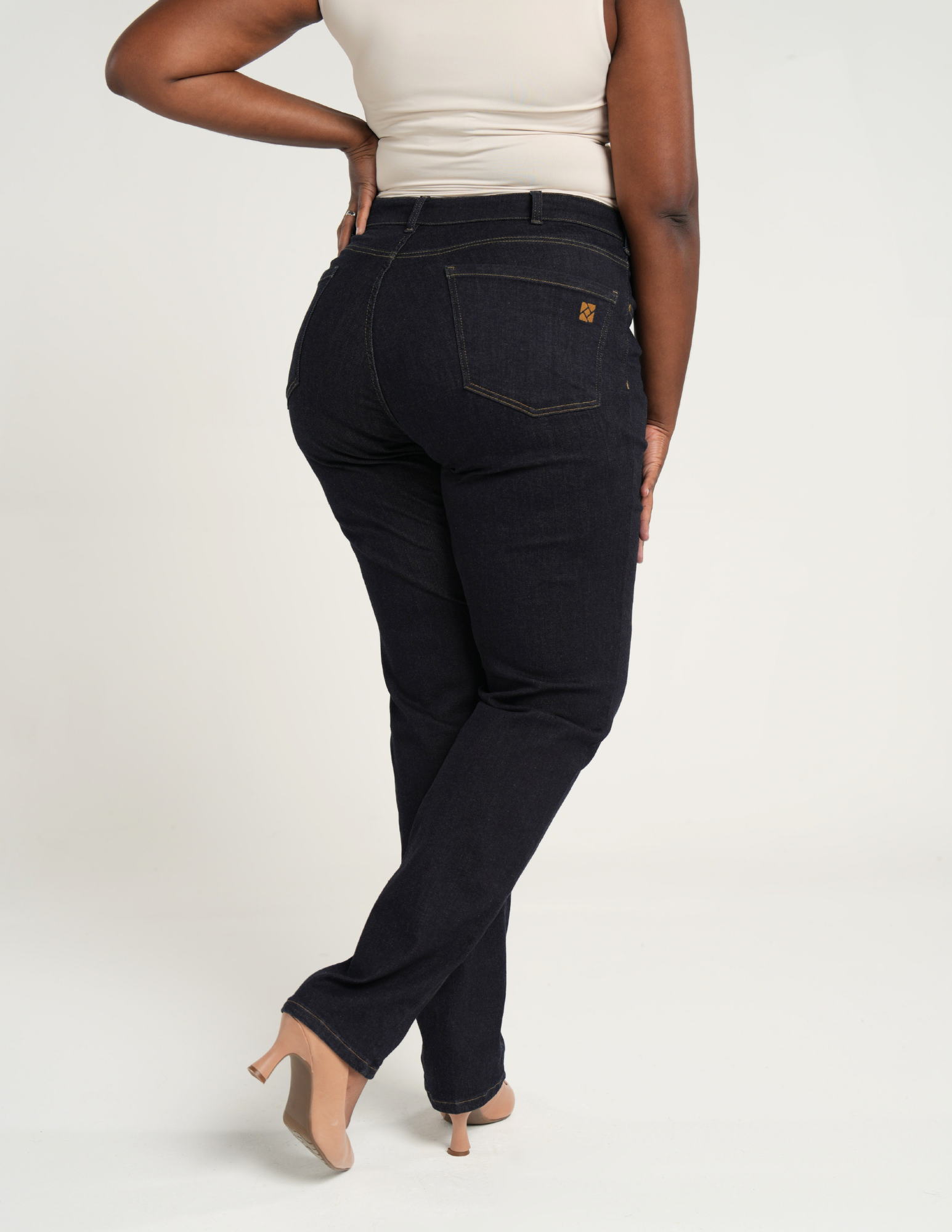 The Girlfriend Jean High Rise Straight Leg in Deep Indigo Wash